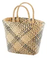 Produktbild: Kobolo Tasche Seegras, schwarz-beige, 45x20x30 cm, handgefertigte Henkeltasche, nachhaltige & leichte Shoppertasche für Einkauf, Strand & Alltag