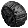 Produktbild: Duschhaube Damen,Shower cap,Wiederverwendbare Duschhaube,Geeignet für alle Arten von Langem Haar,Duschhaube Damen Wasserdicht für Das Gesicht Waschen Hautpflege Spa,Ideal für Mädchen (Schwarz)