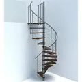Produktbild: Wendeltreppe 13 Stufen - Ø 160cm - Erreichbare Höhe 2.54 Bis 3.05m - Graue Struktur Und Nussbaumstufe - Vene160/gn-13