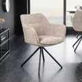 Produktbild: riess-ambiente Drehbarer Stuhl VERONA champagner beige Strukturstoff mit Armlehne Metallbeine schwarz Drehstuhl Esszimmerstuhl Konferenzstuhl