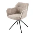 Produktbild: Riess Ambiente Drehbarer Stuhl Verona Champagner beige Strukturstoff mit Armlehne Metallbeine schwarz Esszimmerstuhl Küchenstuhl