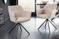 Produktbild: riess-ambiente Polsterstuhl VERONA champagner beige – Strukturstoff, mit Armlehne, Metallgestell (Einzelartikel, 1 St), 180° drehbar mit Auto-Return-Funktion – ideal für Esszimmer oder Büro