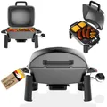 Produktbild: Nexgrill Gasgrill klein & tragbar für bis zu 300° – Tischgrill Gas für Balkon & Camping, Kleiner Grill mit Deckel, Gusseisenrost, 3,1 kW Edelstahlbrenner, Piezozündung, Mini Gasgrill kompakt