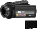 Produktbild: INF Camcorder Videokamera 4K/48MP/16x Zoom/IR-Nachtsicht/Fernbedienung/32-GB-Karte