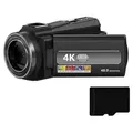 Produktbild: Camcorder Videokamera 4K/48MP/16x Zoom/IR-Nachtsicht/Fernbedienung/32-GB-Karte
