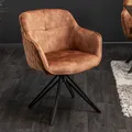Produktbild: riess-ambiente Drehbarer Design Stuhl EUPHORIA braun Samt im Retrostil mit Ziersteppung Esszimmerstuhl Armlehnstuhl