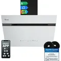 Produktbild: KKT KOLBE A+++ Dunstabzugshaube 60 cm 782 cbm/h Umluft Abluft Kopffrei Wandhaube | Schwarz Weiß Glas | Nachlaufautomatik | Smart WiFi App WLAN | S... - Schwarz
