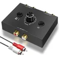 Produktbild: BYZESTY Stereo Audio Switch 2(1)-In-1(2)-Out, Analog Stereo Bidirektionaler Umschalter mit Volume Control, R/L Stereo Audio Schalter Splitter Box für DVD Stereo PC Lautsprecher CD Player Phono Amp