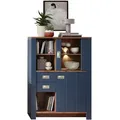 Produktbild: Innostyle Dijon Vitrine Holzwerkstoff Parisian Blue/Haveleiche Cognac mit LED-Beleuchtung - Parisian Blue