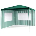 Produktbild: Nexos Pavillon 3x3 m in grün weiß PE Plane 110g/m² + 2 Seitenteile Partyzelt Gartenzelt Sonnenschutz Stahlgestell Festivalzelt Eventzelt Partyzelt