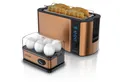 Produktbild: Arendo Frühstücks-Set (2-tlg), 4-Scheiben Langschlitz Toaster, 6er Eierkocher, Kupfer
