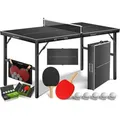 Produktbild: KESSER® Mini Tischtennisplatte kompakt – faltbar & platzsparend, mit Netz, 2 Schlägern & 5 Bällen – ideal für Indoor & Outdoor Spielspaß - Schwarz