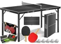 Produktbild: KESSER® Tischtennisplatte Mini mit Tischtennisschläger-Set, Tischtennisbällen und TT-Netz | Indoor | Unterwegs, laminierte Platte + klappbar – Kofferdesign, Kinder und Erwachsene – 153 x 76,5 cm
