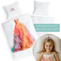 Produktbild: Carpe Sonno Kinderbettwäsche 135 x 200 Mädchen Prinzessin Kinder Bettwäsche Lila Rosa Baumwolle, Renforcé, 2 teilig, OEKO-TEX Bettbezug 135x200 mit Reißverschluss - Kleid