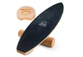 Produktbild: Body & Mind Balanceboard Surf Balance Board – Holz Wackelbrett mit Korkrolle + Ständer & E‑Book, Trainiert Gleichgewicht & Koordination