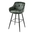 Produktbild: riess-ambiente.de Design Barhocker Euphoria dunkelgrün Samt Schwarze Metallbeine mit Lehne, Barstuhl, Küchenstuhl, Tresenstuhl