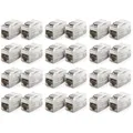 Produktbild: deleyCON 24 Stück CAT 7 Kupplung Keystone Metall 2X RJ45 Buchse Verbinder für RJ45 Patchkabel 600 MHz 10 Gbps LAN DSL Ethernet und Nutzbar als Keystone - Silber