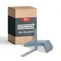 Produktbild: HELPMATE – 24 Stück Stuhlwinkel 120x120x20 mm – Winkelverbinder galvanisch verzinkt & blau passiviert – Möbelwinkel mit hervorragendem Korrosionsschutz, stabil & langlebig – einfache Montage