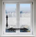 Produktbild: INDIGOS UG Fensterfolie FrostLine – Sichtschutzfolie Streifen Satiniert für Dusche & Bad