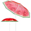 Produktbild: SPRINGOS Sonnenschirm Strandschirm Durchmesser 160 cm Gartenschirm Wassermelone Kippfunktion Klappbar inkl. Schutzhülle Höhenverstellbar Sonnenschutz