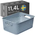 Produktbild: SmartStore Aufbewahrungskorb mit Griffen in blau 11,4L (36,5x27x15cm) I Körbchen Aufbewahrung aus recyceltem Kunststoff I Essence L Aufbewahrungskorb I Aufbewahrungsboxen mit 10 Jahren Garantie