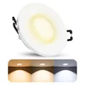 Produktbild: SSC-LUXon BEDA Einbaustrahler IP65 flach 30mm mit LumiFLEX LED Modul wechselbar 4W warmweiß + neutralweiß + tageslicht - Einbauspot außen Dusche weiß rund 230V