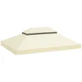 Produktbild: Outsunny Ersatzdach für Pavillon 3 x 4m, wasserdicht PVC Beschichtung Pavillondach, Doppeldach Ersatzbezug für Gartenpavillon, Ersatzteile aus Oxford-Stoff, 370 g/m², Cremeweiß