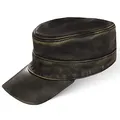 Produktbild: Black Forest Fox Herren Damen Leder Cuba Army Cap Hut Schirmmütze in (Vintage-Black)