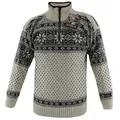 Produktbild: HomeOfSocks Norwegerpullover Hochwertige Norweger Pullover klassisches Design 100% Wolle Rollkragenpullover Reißver Fleecekragen beige|weiß L