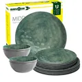 Produktbild: BRUNNER Camping-Geschirr-Set Melamin 2-4 Personen | 12-Teilig - Teller & Schüsseln | Midday Venetian SEA Green- Für Wohnmobil, Wohnwagen & Boot - Bruchfest, Leicht & Anti-Slip