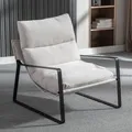 Produktbild: Ya-Home Sessel Wohnzimmer Lesesessel mit Armlehnen moderner Loungesessel mit Metallgestell,Chenille, Beige