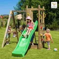 Produktbild: Spielturm 'funny 3', Natur, Mit Schaukel, Rutsche, Sandkasten Und Kletterwand - Fungoo