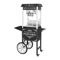 Produktbild: Royal Catering Popcornmaschine mit Wagen, Unterschrank und Ablage Retro-Design in Schwarz 1500 W 5 kg/h beleuchteter Innenraum Wärmefunktion entnehmbarer Topf Popcornmaker Popcornautomat Popcorngerät