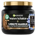 Produktbild: Garnier Wahre Schätze Ausgleichende Charcoal Haarmaske, Haarkur für Schnell Fettende Kopfhaut und Trockene Haarlängen, Aktivkohle und Schwarzkümmelöl, 340 ml (1er Pack)