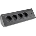 Produktbild: Chilitec - 4-fach Steckdosenblock, usb-a+c, schwarz, Aufbaumontage, usb 3,1A, pd