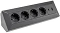 Produktbild: ChiliTec Steckdosenblock mit USB-A+C, 4-fach, schwarz, 250V~/16A, Aufbaumontage,