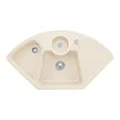 Produktbild: V&B Eckspüle Solo Eck m Abl.garn, Exzenter, ivory CeramicPlus
