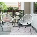 Produktbild: SONGMICS (3 St) Balkonmöbel, Gartenmöbel-Set, 1 Tisch, 2 Stühle, Tischoberfläche aus Glas, Weiß - Weiß