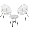 Produktbild: SONGMICS Balkonmöbel, Gartenmöbel-Set, 3er Set, Sitzgruppe, Terrassenmöbel, Tischoberfläche aus Glas, 2 Stühle, Innen- und Außenbereich, für Terrasse, Garten, Balkon, im Freien, weiß GGF013W02