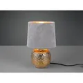 Produktbild: Defibrico - Tischleuchte Sophia Mit Keramikfuß & Samtschirm Grau - Gold, Höhe 26cm