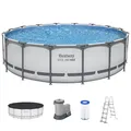 Produktbild: Bestway Steel Pro MAX Frame Pool Komplett-Set mit Filterpumpe Ø 488 x 122 cm , lichtgrau, rund