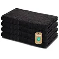 Produktbild: Lavea® 4er Set Handtuch 50x100 cm – Saugstarke und Weiche Handtücher aus 100% Baumwolle, Frottierserie Elena – Waschbar und Strapazierfähig - Schwarz