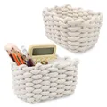 Produktbild: 2er Set Aufbewahrungskorb Geflochten Baumwolle Strickkorb Korb Baumwollseil G...