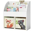 Produktbild: Bellabino Kinderregal Koro mit offenen Fächern, weiß, Bücherregal, Spielzeugaufbewahrung, 3 Fächer für Bücher, 2 Fächer für Faltboxen Koala/Fuchs
