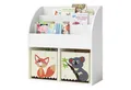 Produktbild: Bellabino Kinderregal Koro, weiß, mit 2 Faltboxen Koala/Fuchs, 3 Fächer für Bücher, 2 Fächer für Aufbewahrungsboxen