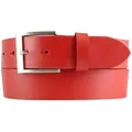 Produktbild: BELTINGER Ledergürtel Jeans-Gürtel aus Vollrindleder 4 cm - Hochwertiger Leder-Gürtel für He (1-St) rot|silberfarben 115 cm (Gesamtlänge 130 cm)