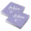 Produktbild: itenga Servietten Schön dass du da bist 30 x 30cm 3-lagig 40 Stück für Kommunion Konfirmation Hochzeit Taufe und andere Feiern (lila/flieder)