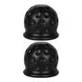 Produktbild: Abdeckung für Anhängerkupplungen, 2 Stück, in Schwarz, aus Gummi, für Ø 50 mm Kugelkopfkupplungen, in Golfball-Form, Kupplungskappe Anhänger, Hänger Kupplung Kappe, Schutzkappe für Anhängerkupplung