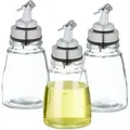 Produktbild: Lflasche, 3er Set, Abfüllflasche Luftdicht, Dosierflasche Tropffrei, Glasflasche Nachfüllbar, Transparent - Relaxdays