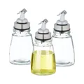 Produktbild: Relaxdays Ölflasche, 3er Set, Abfüllflasche luftdicht, Dosierflasche tropffrei, Glasflasche nachfüllbar, transparent